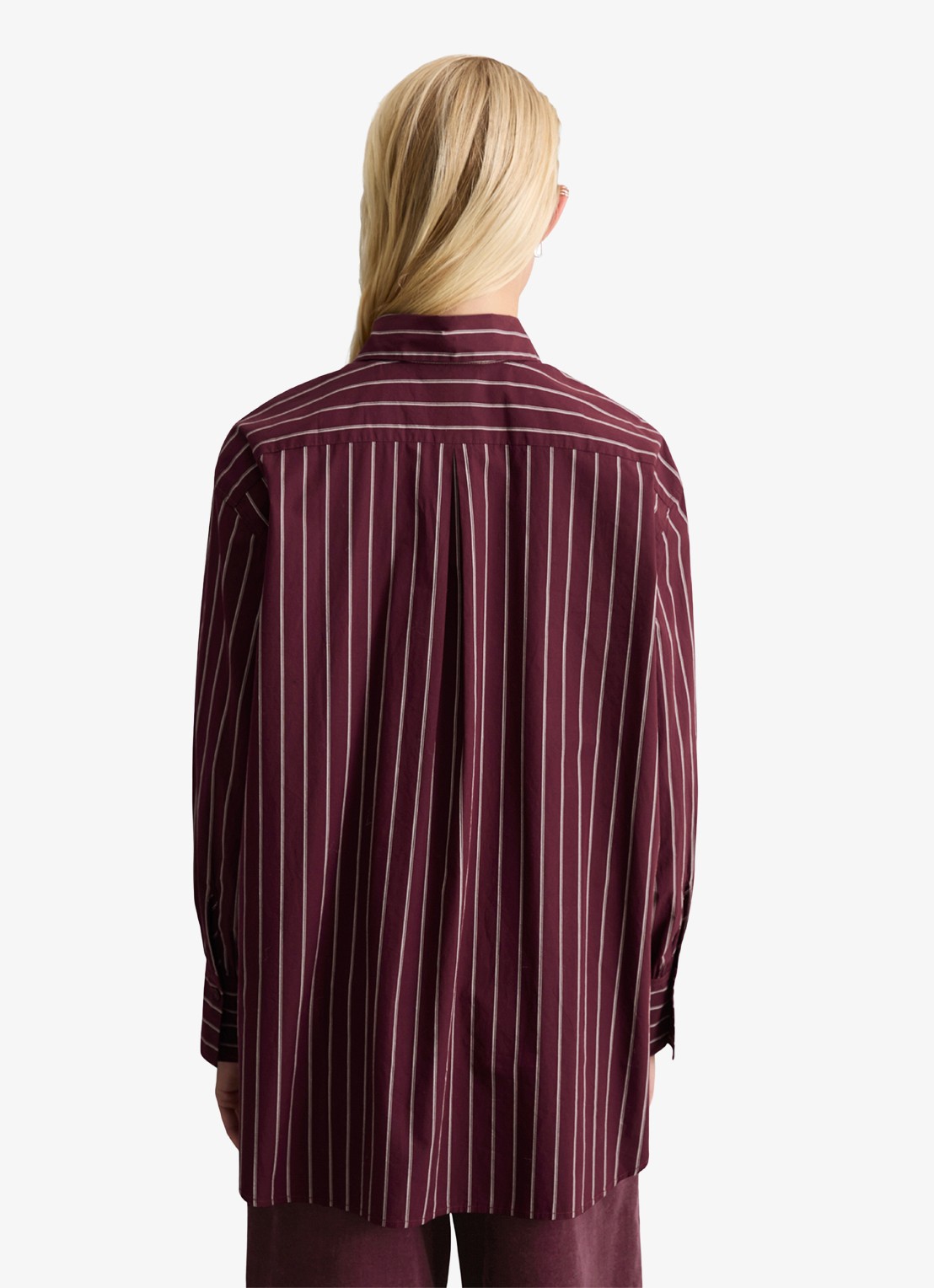 Marc O'Polo Denim Blouse met streepprint - achterkant donkerrood