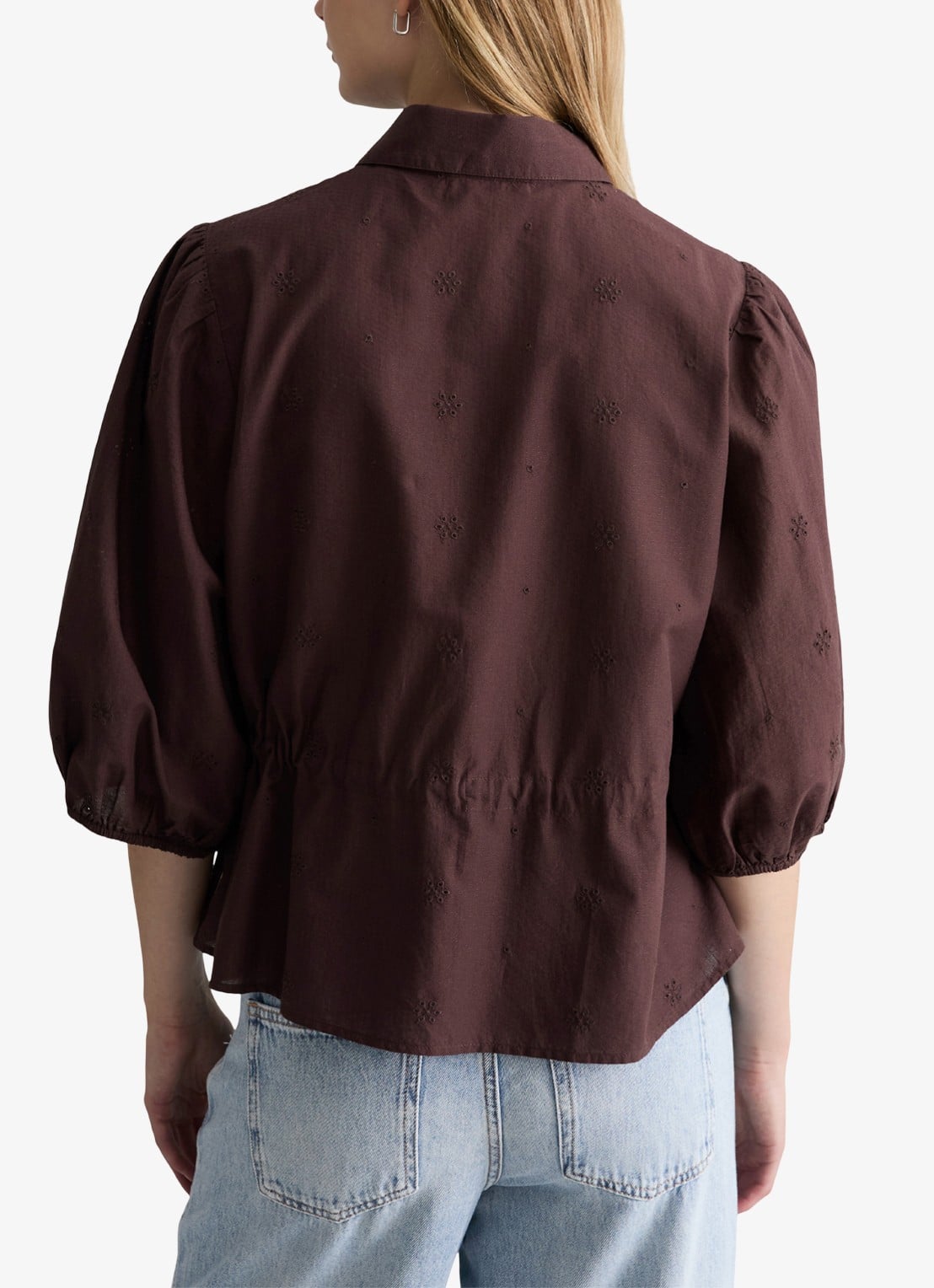 Marc O'Polo Denim Blouse met strikceintuur - achterkant burnt aubergine-6929 / paars