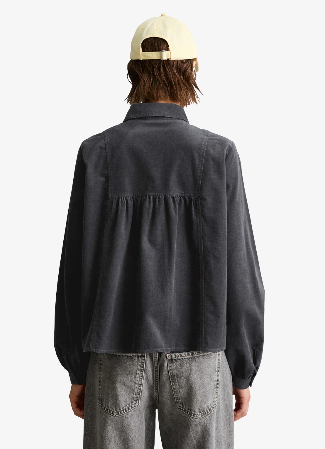 Marc O'Polo Denim Blouse van corduroy - achterkant 5 donkergrijs