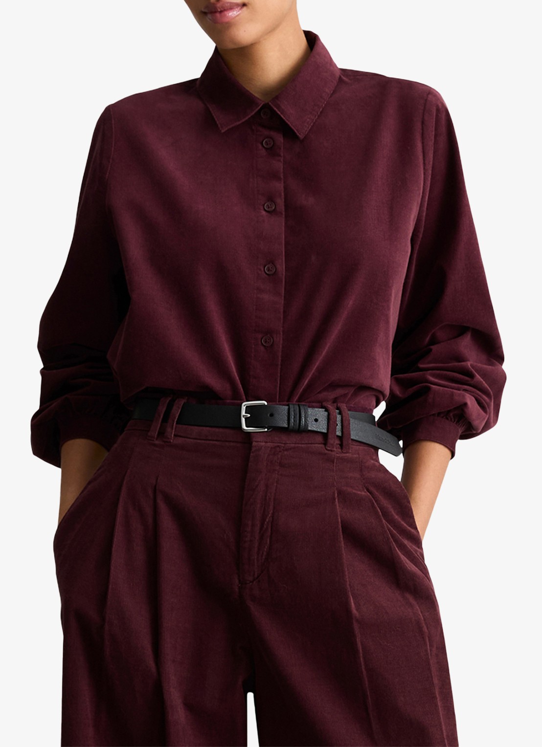 Marc O'Polo Denim Blouse van corduroy - detail 4 bordeauxrood