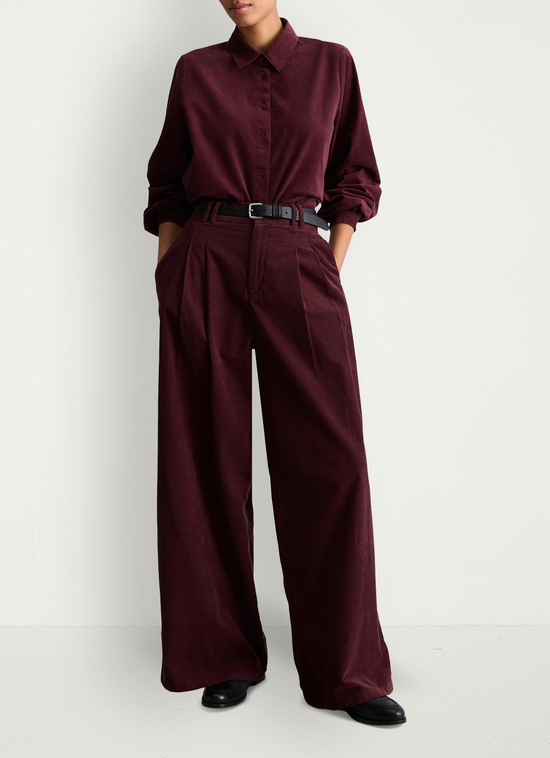 Marc O'Polo Denim Blouse van corduroy - voorkant 3 bordeauxrood