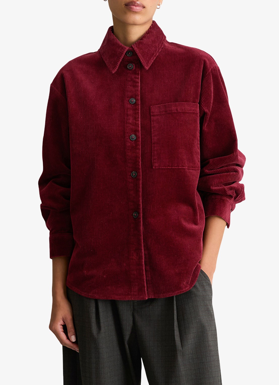 Marc O'Polo Denim Blouse van corduroy  - detail kersenrood