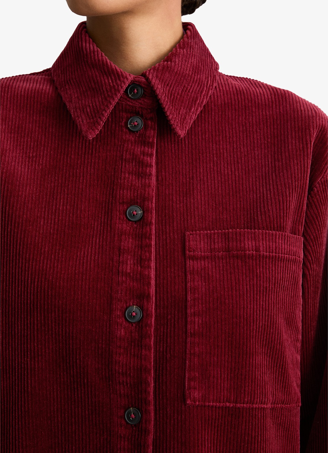 Marc O'Polo Denim Blouse van corduroy  - detail 2 kersenrood