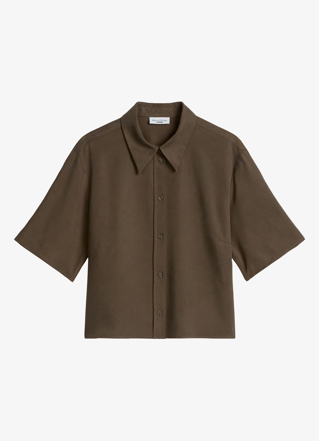 Marc O'Polo Denim Blouse van lyocell - voorkant donkerbruin
