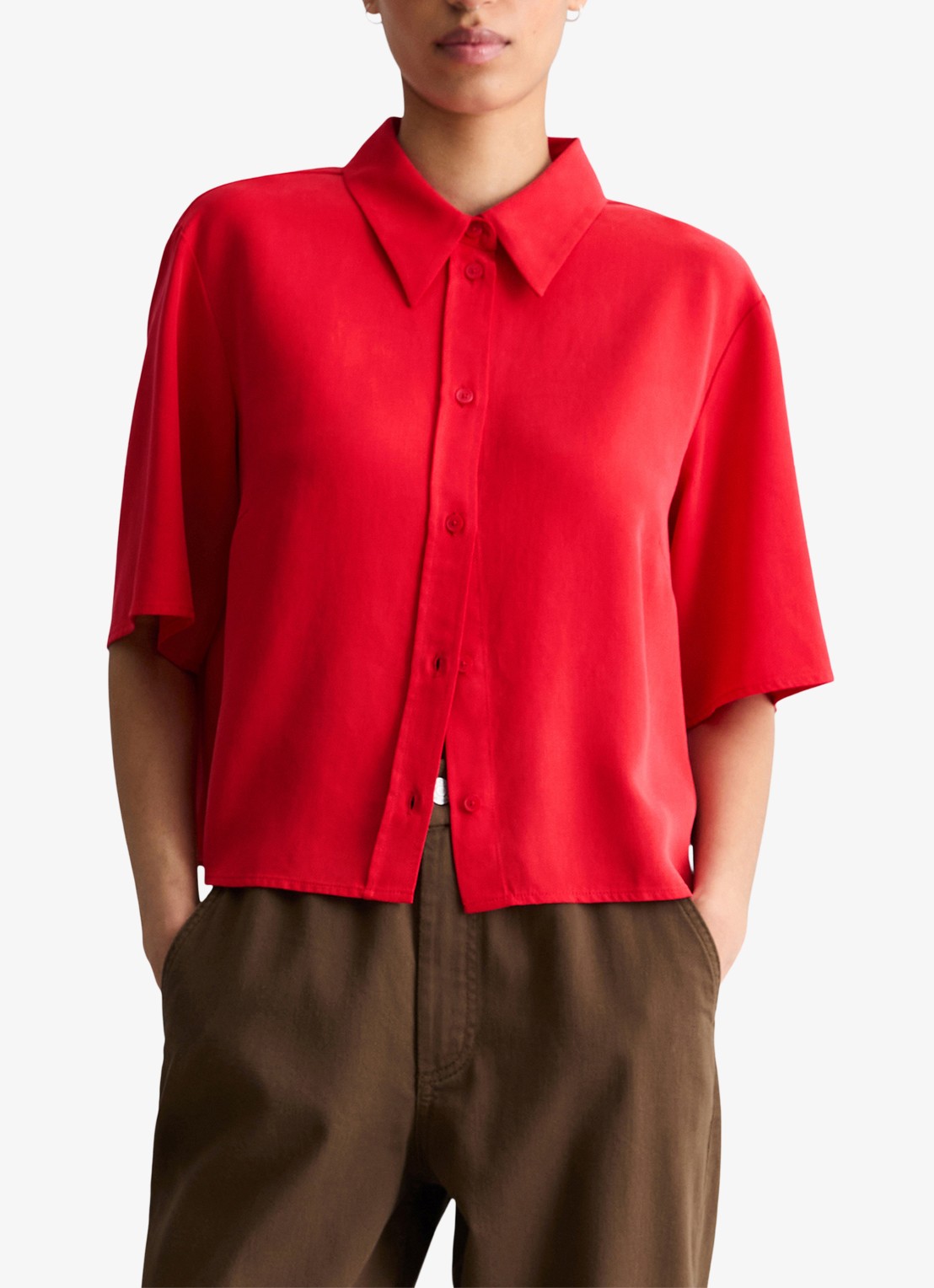 Marc O'Polo Denim Blouse van lyocell - detail 4 rood
