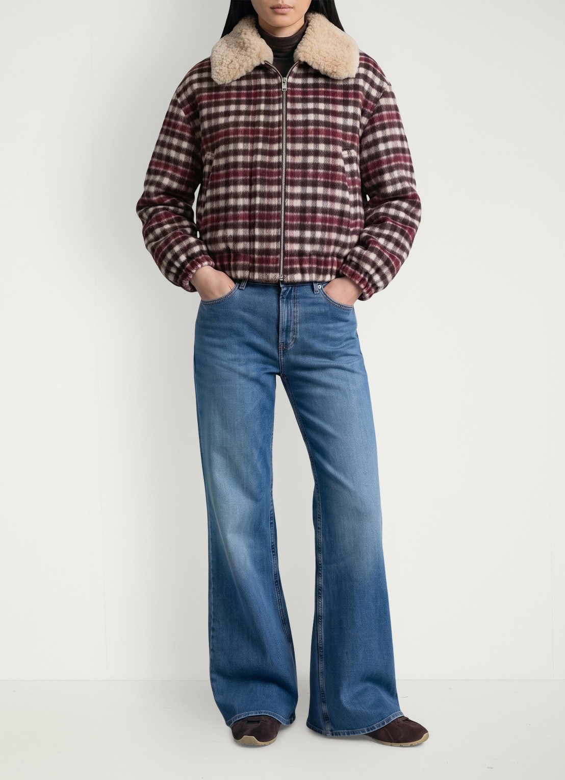 Marc O'Polo Denim Bomberjack met ruitdessin  - voorkant 4 rood