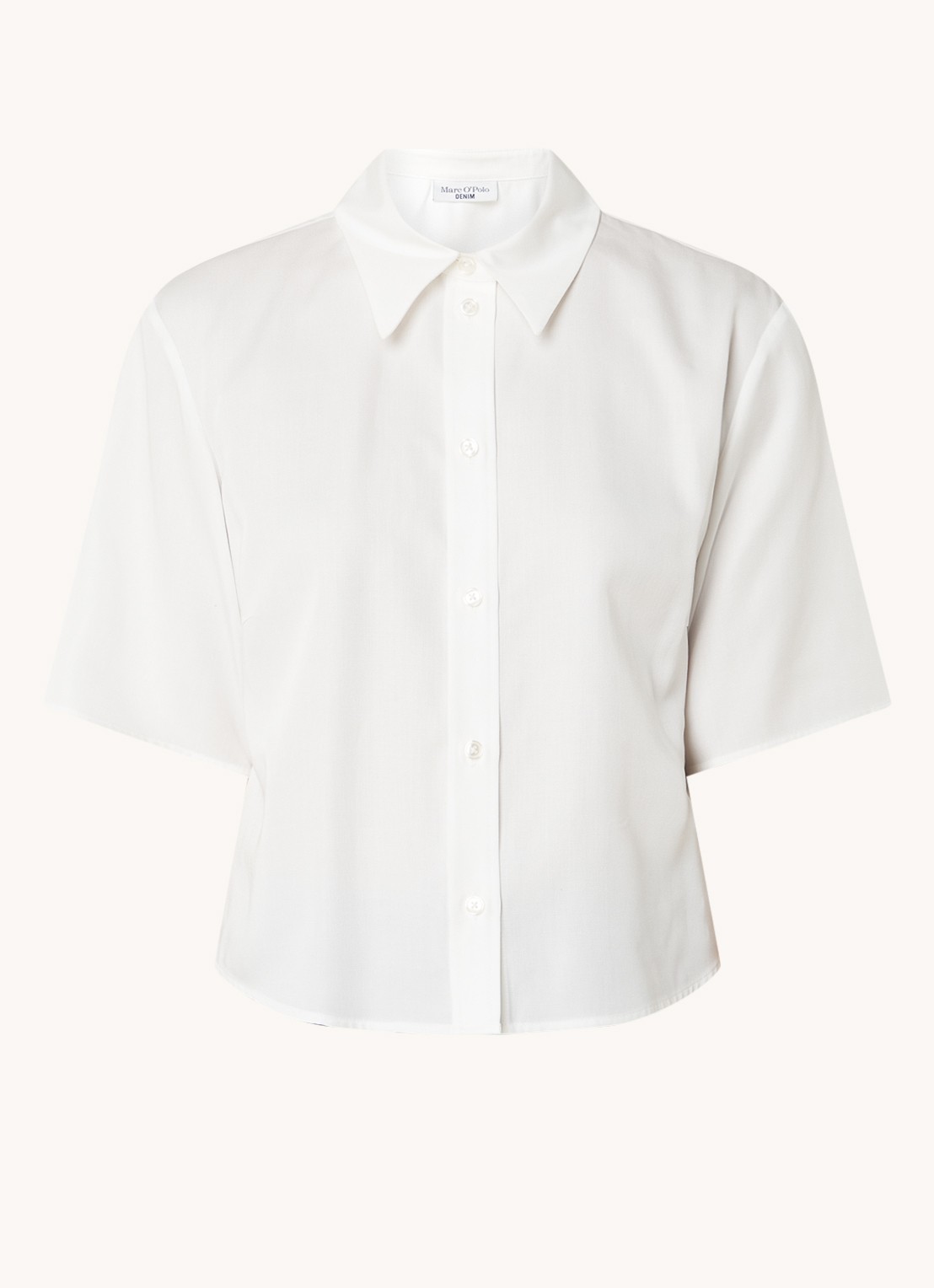 Marc O'Polo Denim Cropped blouse  - voorkant 2 wit