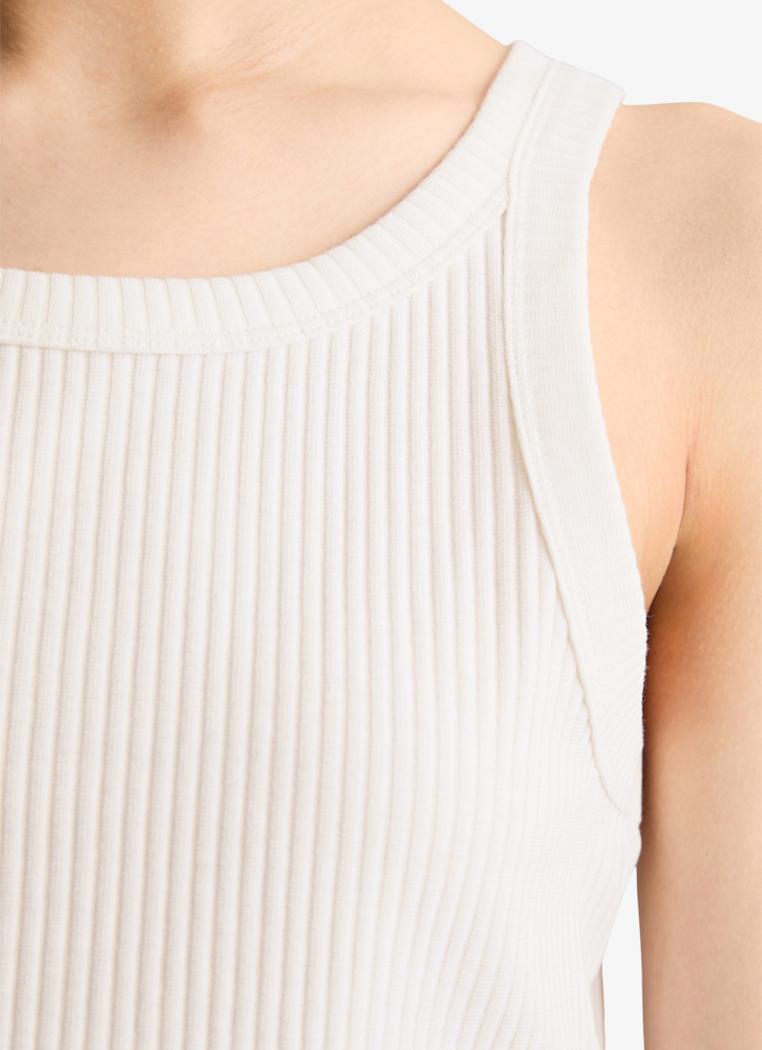 Marc O'Polo Denim Cropped tanktop met ribstructuur - detail 5 gebroken wit