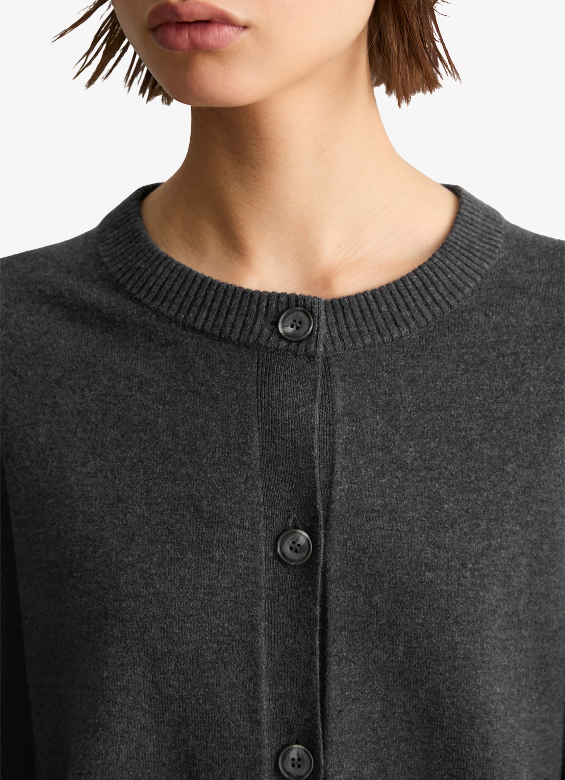 Marc O'Polo Denim Fijngebreid vest met gemêleerd dessin - detail 2 donkergrijs