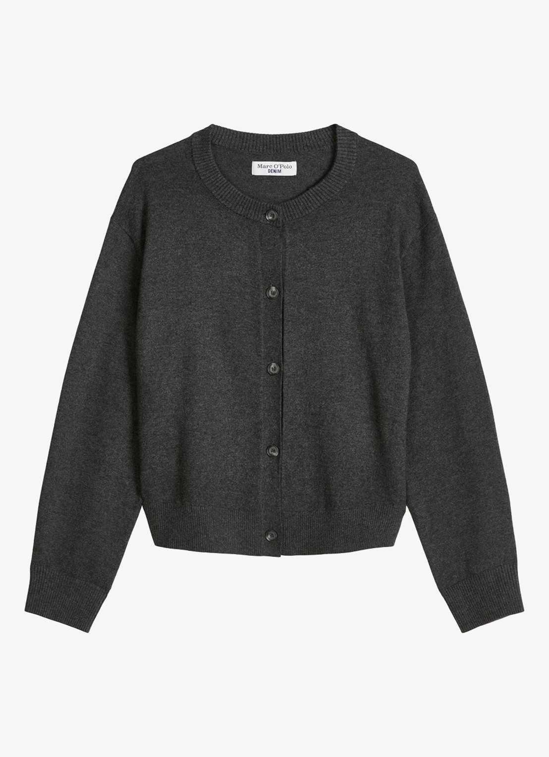 Marc O'Polo Denim Fijngebreid vest met gemêleerd dessin - voorkant 3 donkergrijs