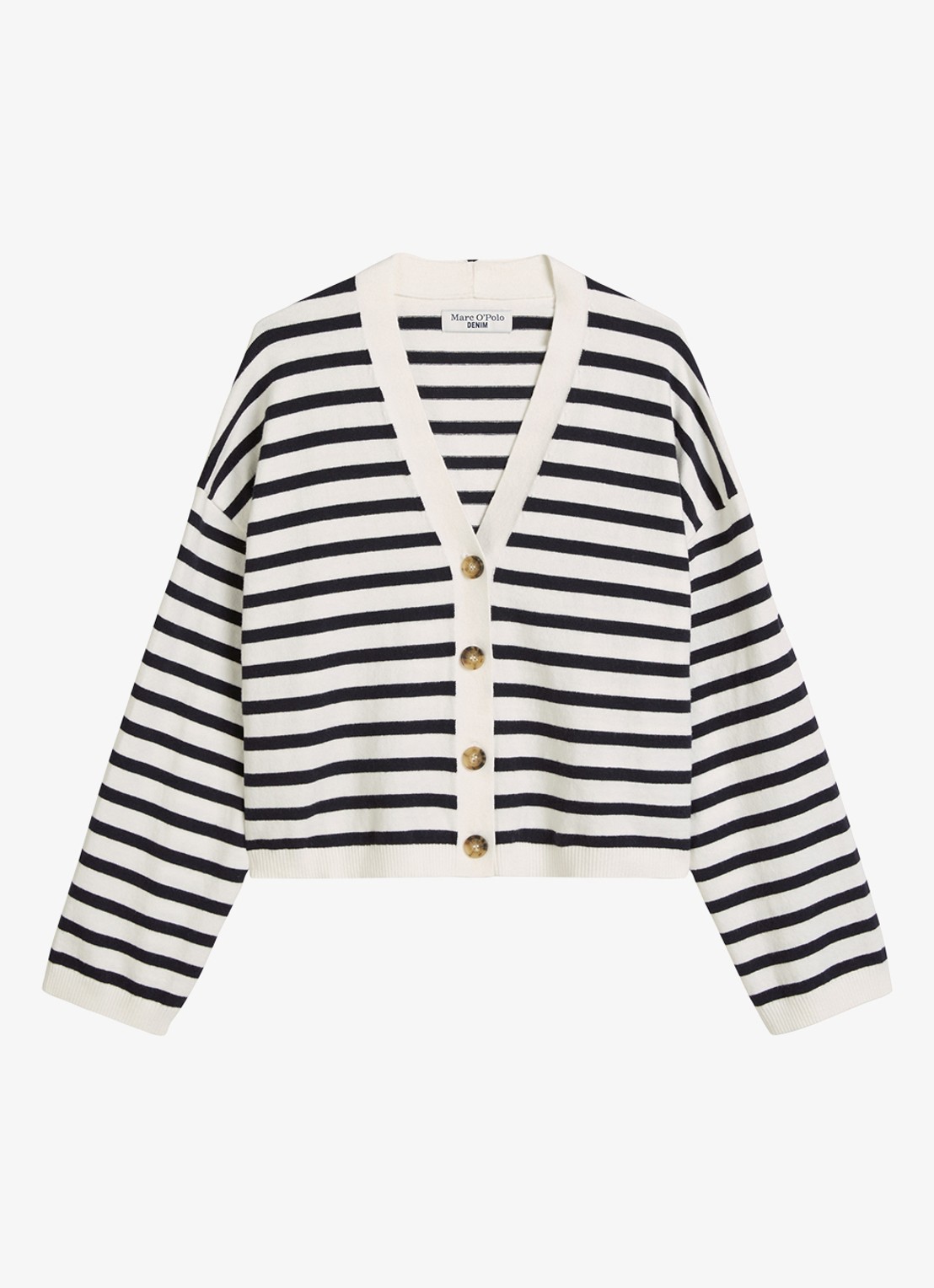 Marc O'Polo Denim Fijngebreid vest met streepprint  - voorkant 2 wit