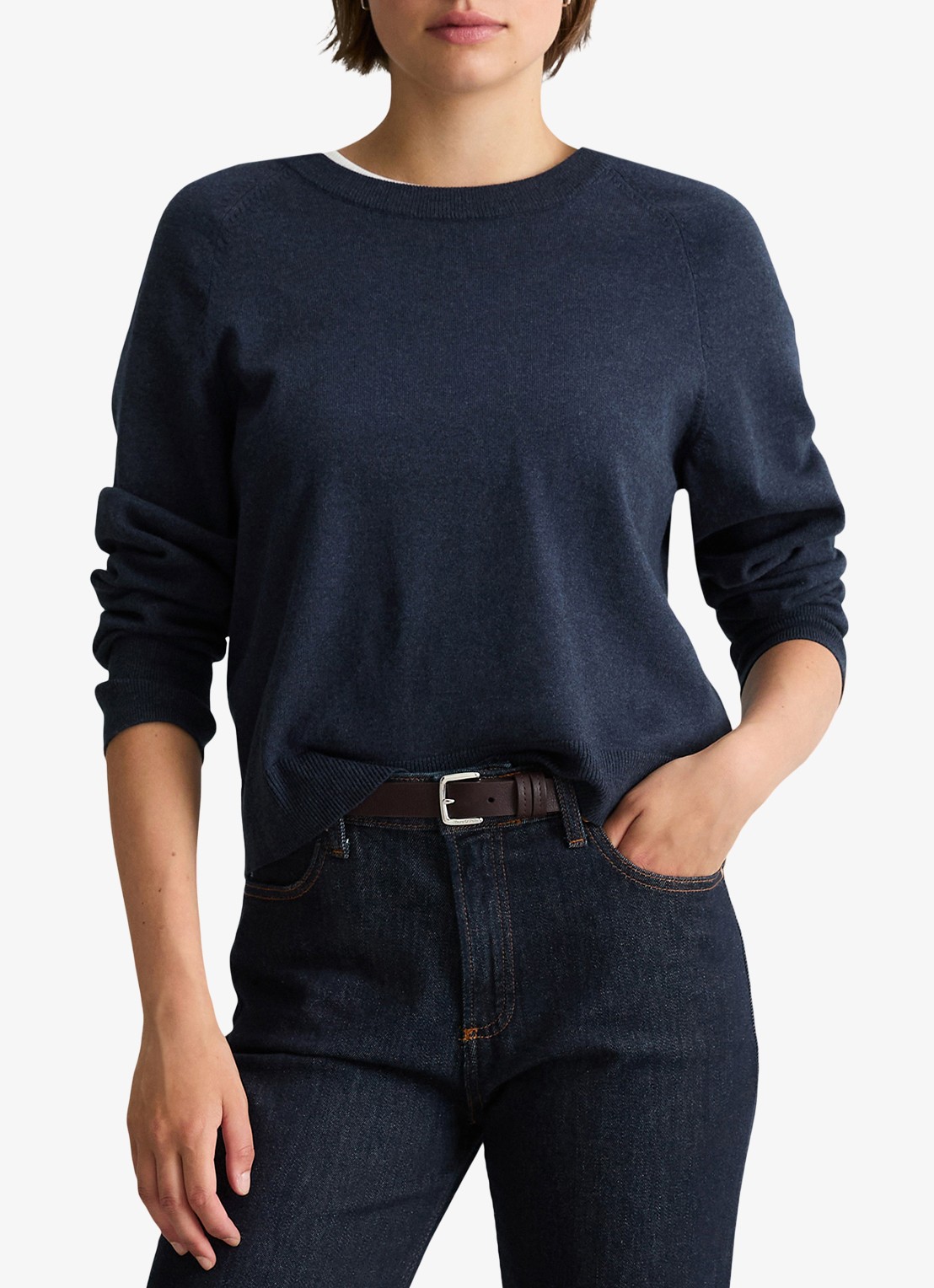 Marc O'Polo Denim Fijngebreide sweater met gemêleerd dessin  - detail 3 donkerblauw