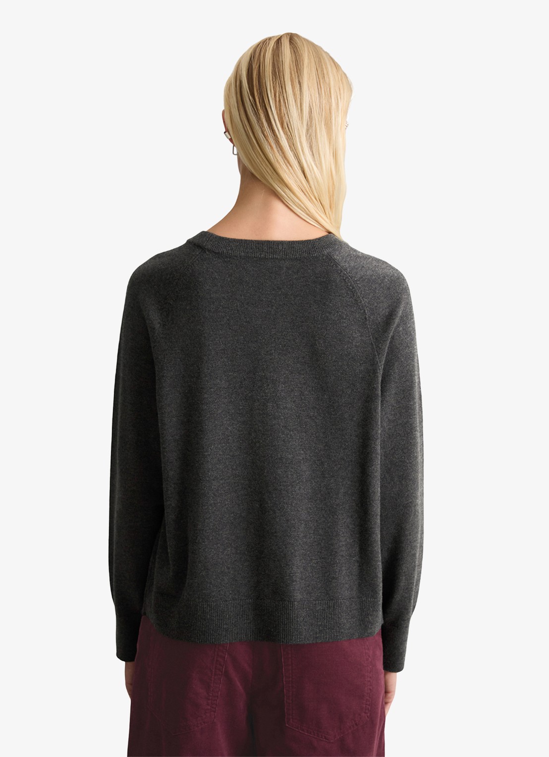 Marc O'Polo Denim Fijngebreide sweater met gemêleerd dessin  - achterkant 5 donkergrijs