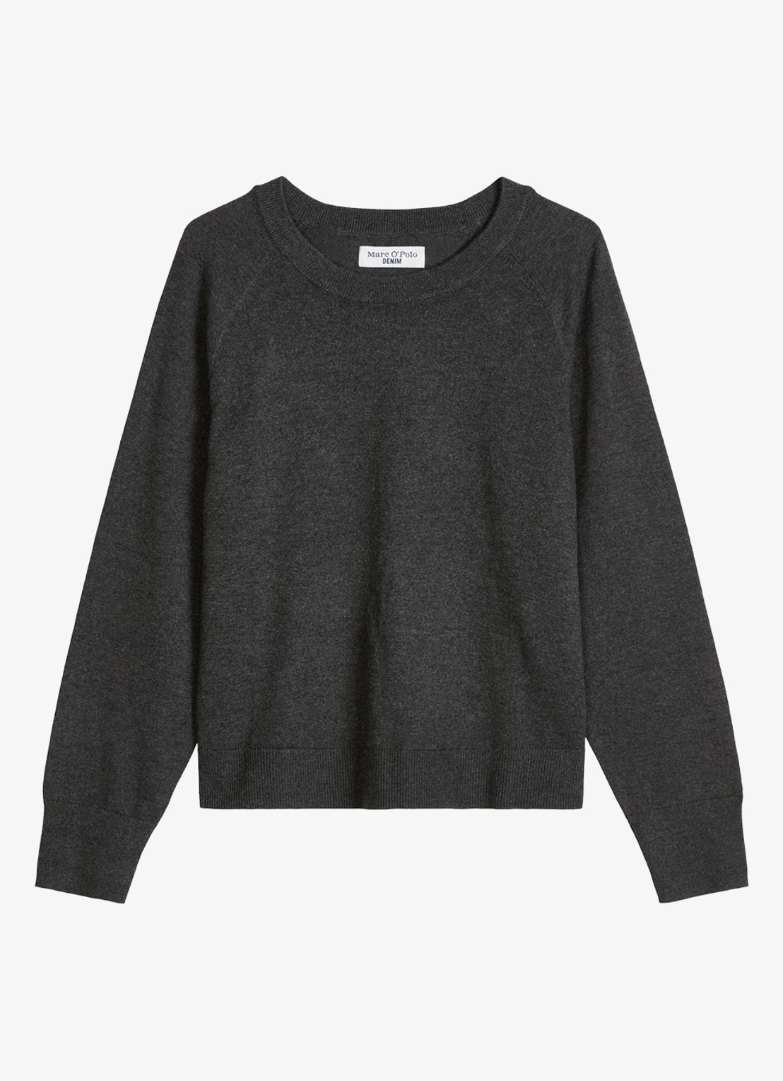 Marc O'Polo Denim Fijngebreide sweater met gemêleerd dessin  - voorkant donkergrijs