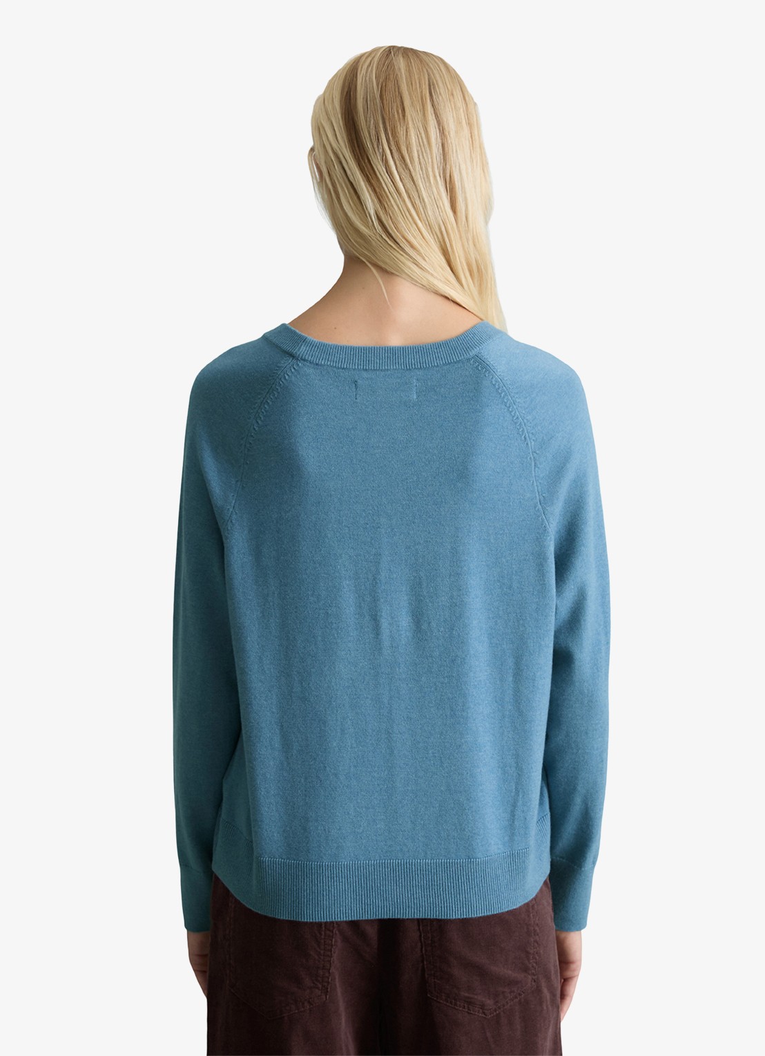 Marc O'Polo Denim Fijngebreide sweater met gemêleerd dessin  - achterkant 5 blauw