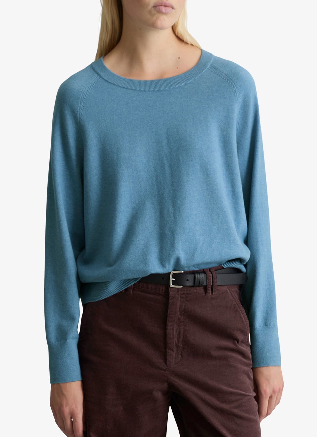 Marc O'Polo Denim Fijngebreide sweater met gemêleerd dessin  - detail 3 blauw
