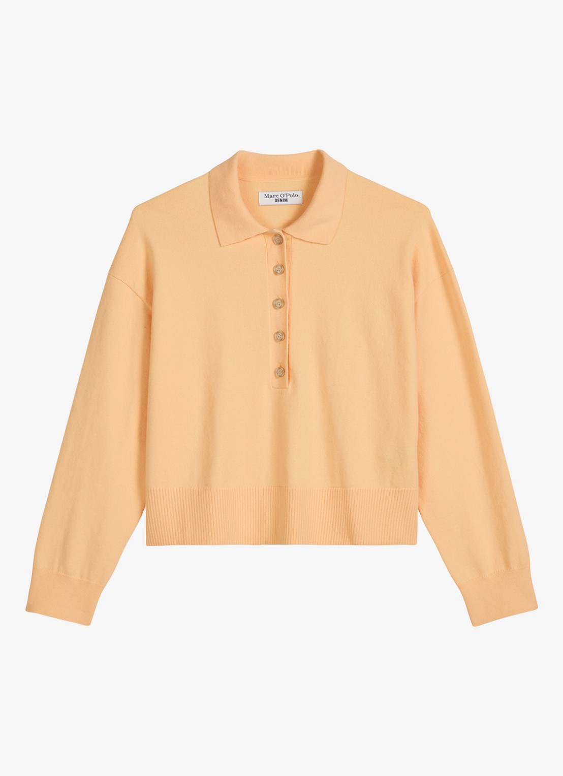 Marc O'Polo Denim Fijngebreide trui in katoenblend - voorkant 4 oranje