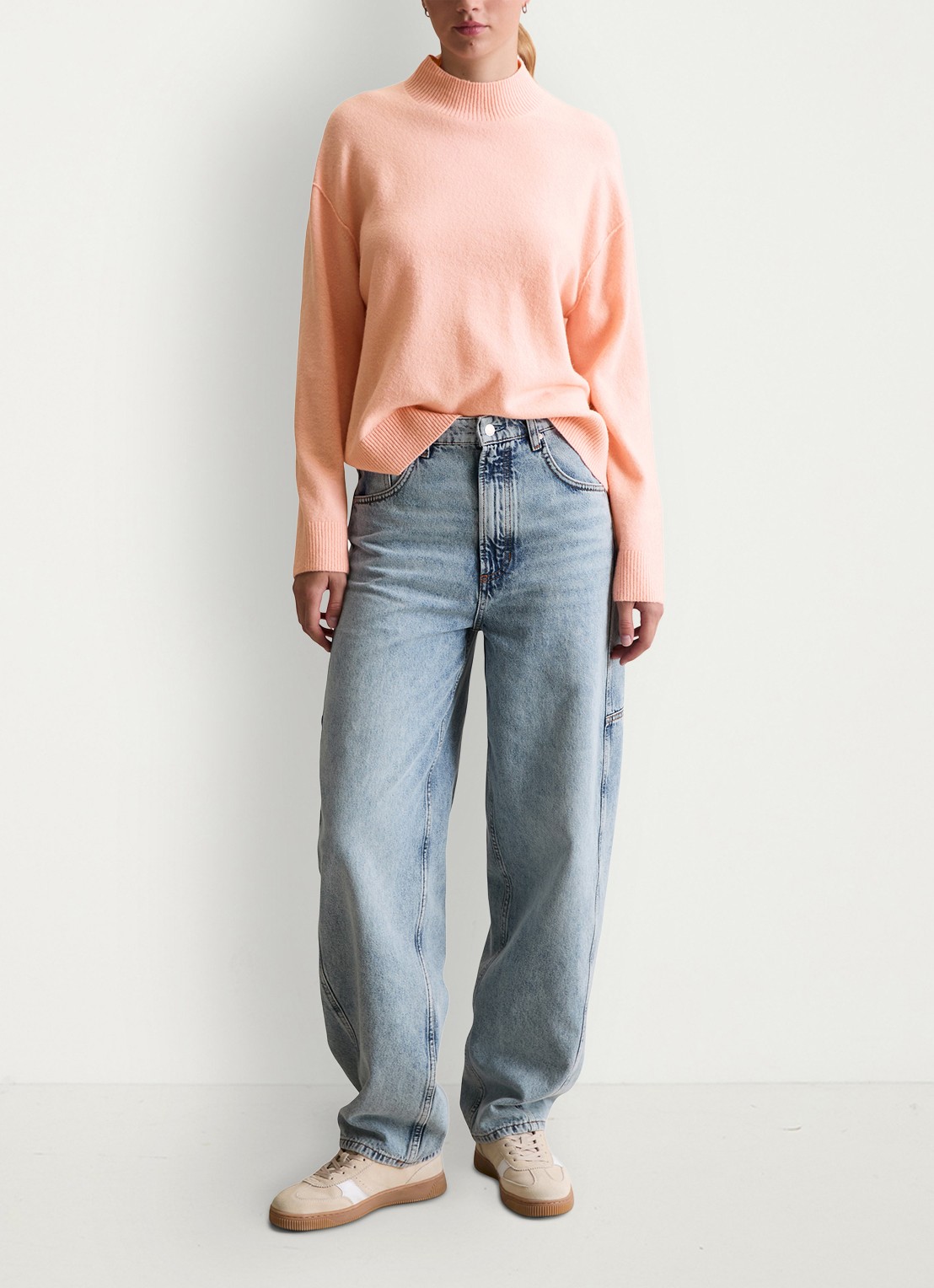 Marc O'Polo Denim Fijngebreide trui met opstaande kraag - voorkant 2 rose powder / roze