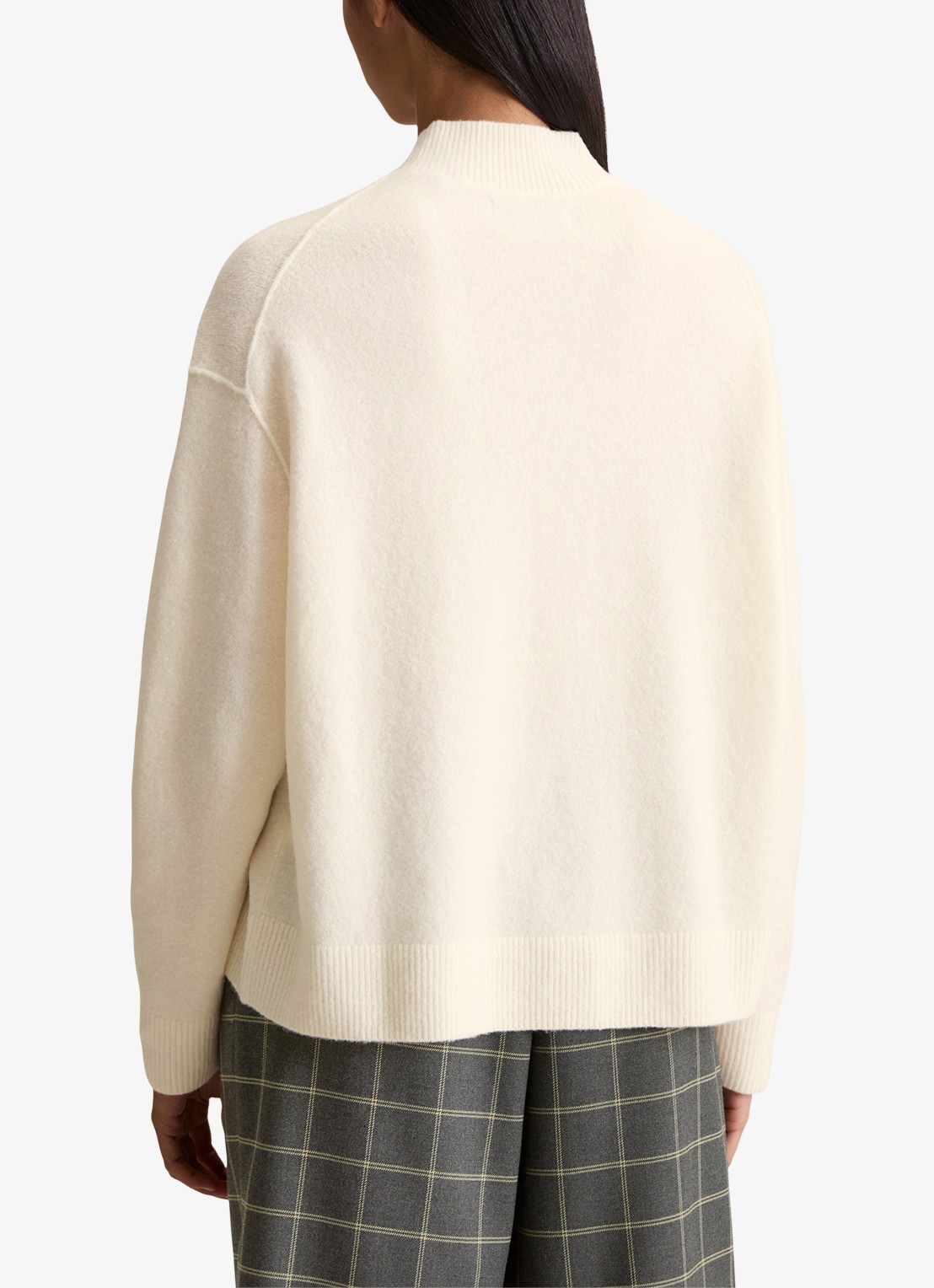 Marc O'Polo Denim Fijngebreide trui met opstaande kraag - achterkant 5 white blush / creme