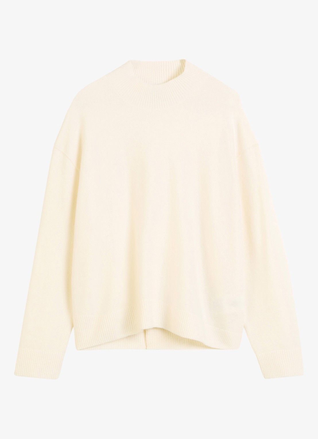 Marc O'Polo Denim Fijngebreide trui met opstaande kraag - voorkant white blush / creme