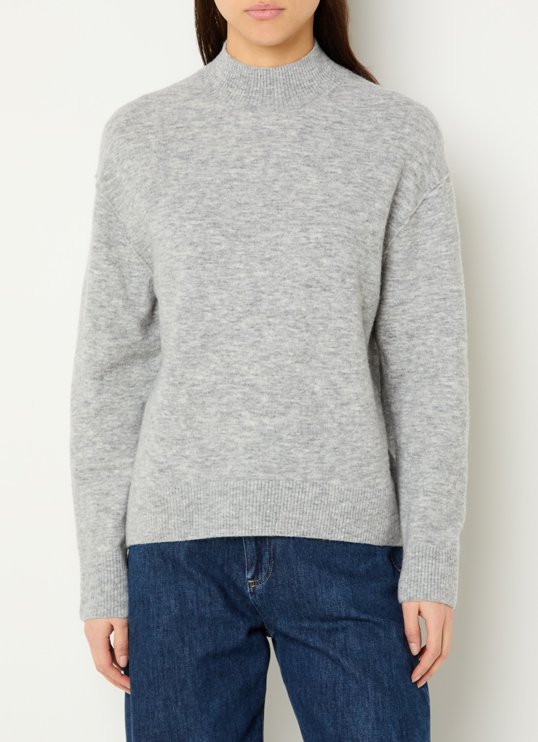 Marc O'Polo Denim Fijngebreide trui met opstaande kraag - detail 3 grijs