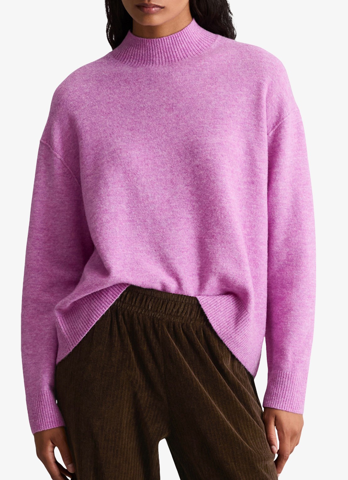 Marc O'Polo Denim Fijngebreide trui met opstaande kraag - detail roze