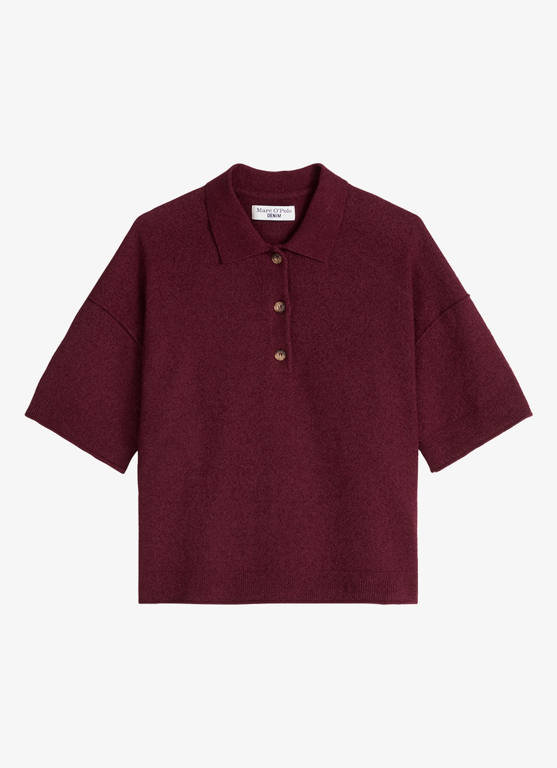 Marc O'Polo Denim Fijngebreide trui met polokraag  - voorkant 4 merlot red/6932