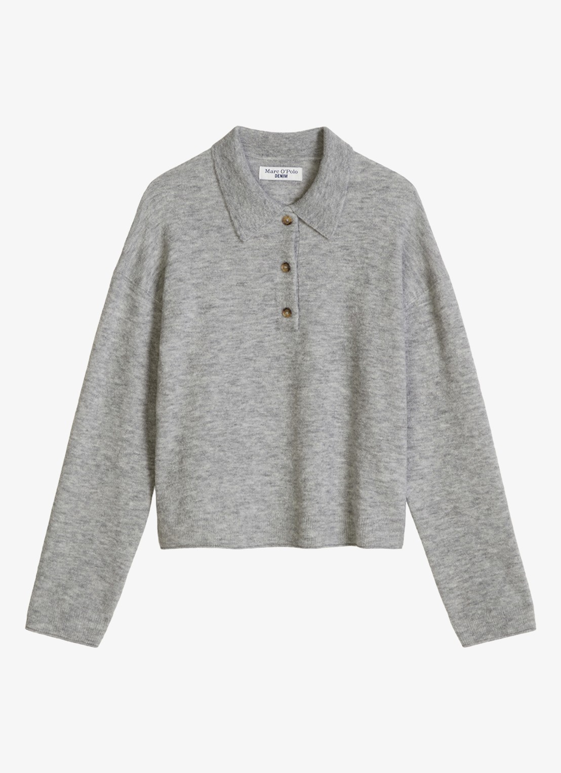 Marc O'Polo Denim Fijngebreide trui met polokraag - voorkant 4 lichtgrijs