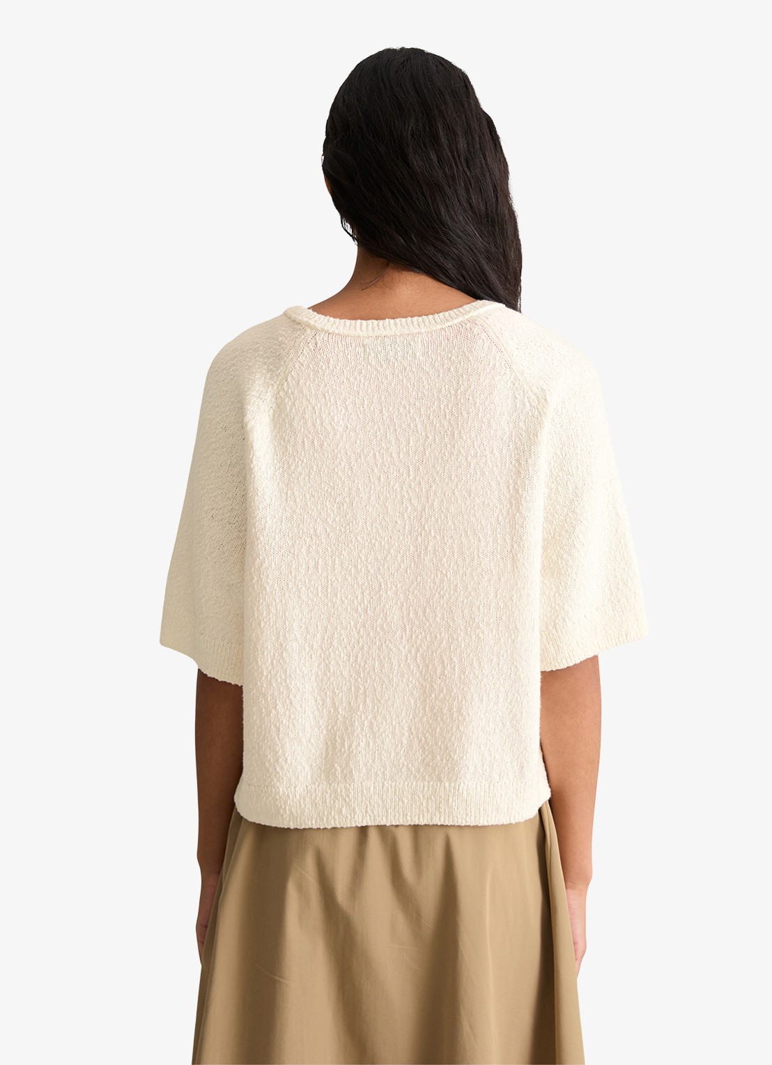 Marc O'Polo Denim Fijngebreide trui met ronde hals - achterkant creamy white/1173