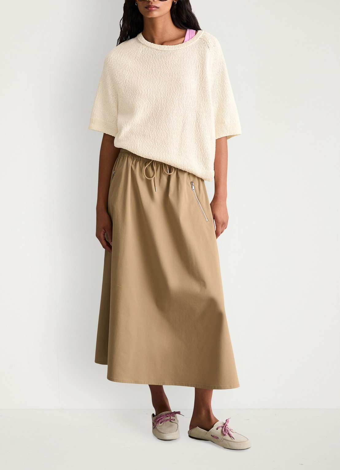 Marc O'Polo Denim Fijngebreide trui met ronde hals - voorkant 5 creamy white/1173