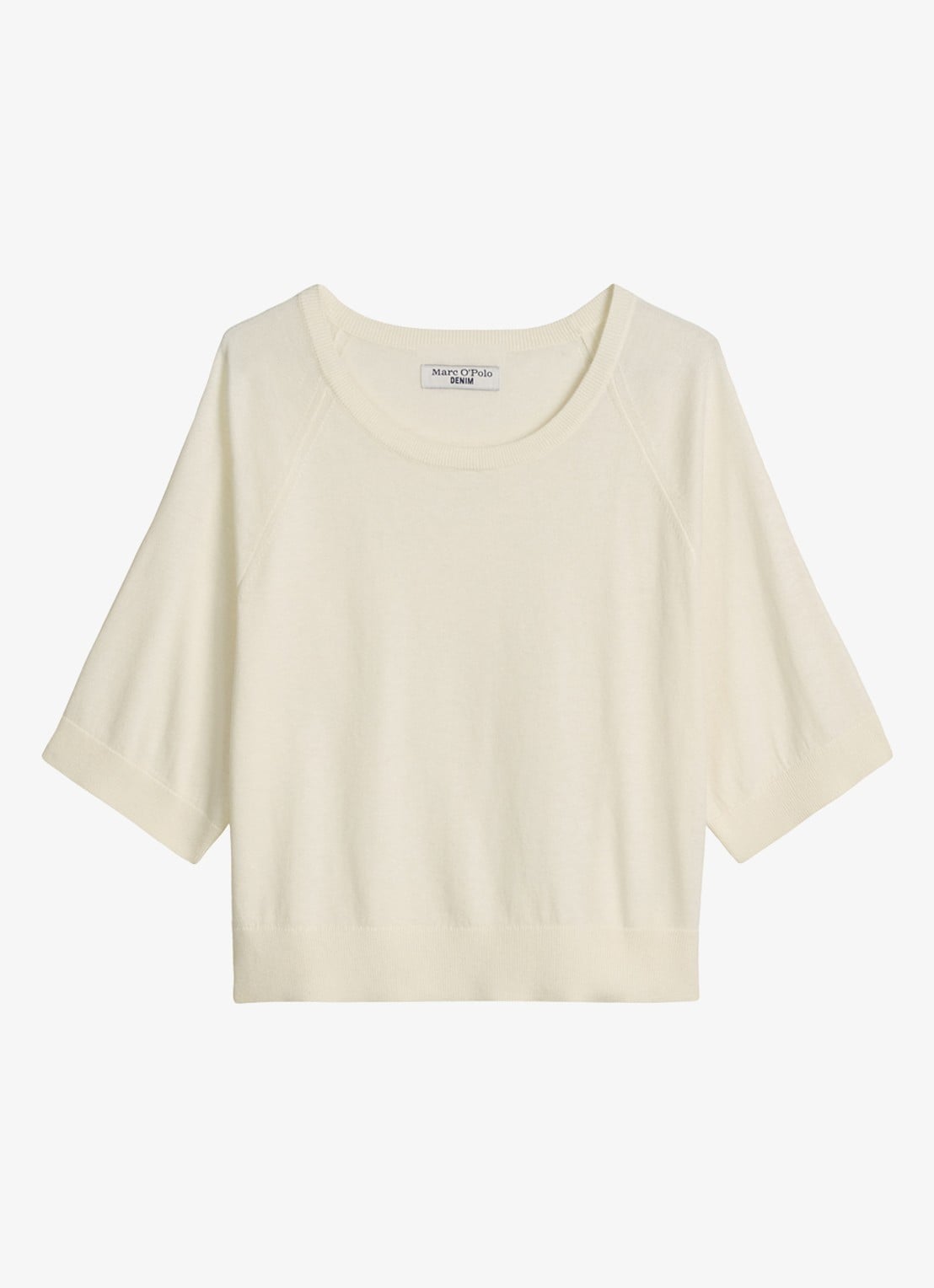 Marc O'Polo Denim Fijngebreide trui met vleermuis mouw - voorkant 3 creamy white-1173 / wit