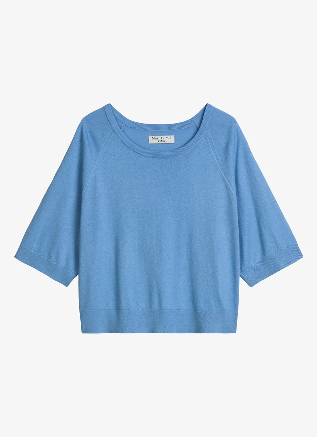 Marc O'Polo Denim Fijngebreide trui met vleermuis mouw - voorkant 4 medium blue 4840-4840 / blauw