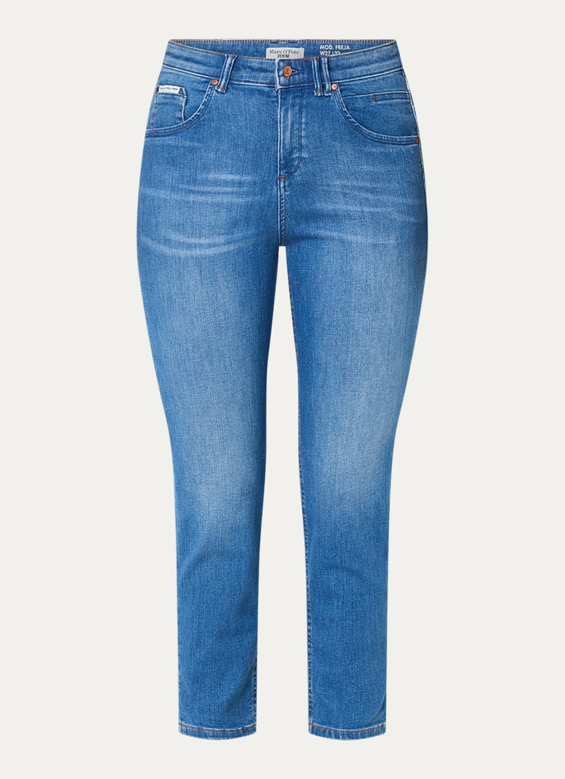 Marc O'Polo Denim Freja high waist tapered cropped jeans met medium wassing - voorkant 3 indigo