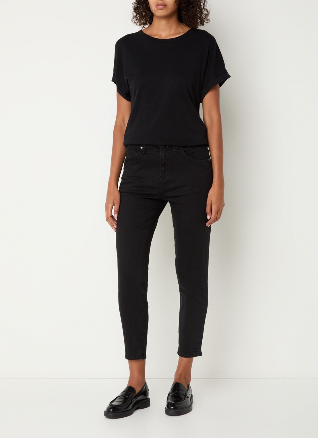 Marc O'Polo Denim Freja high waist tapered fit jeans van  katoen - voorkant 2 zwart