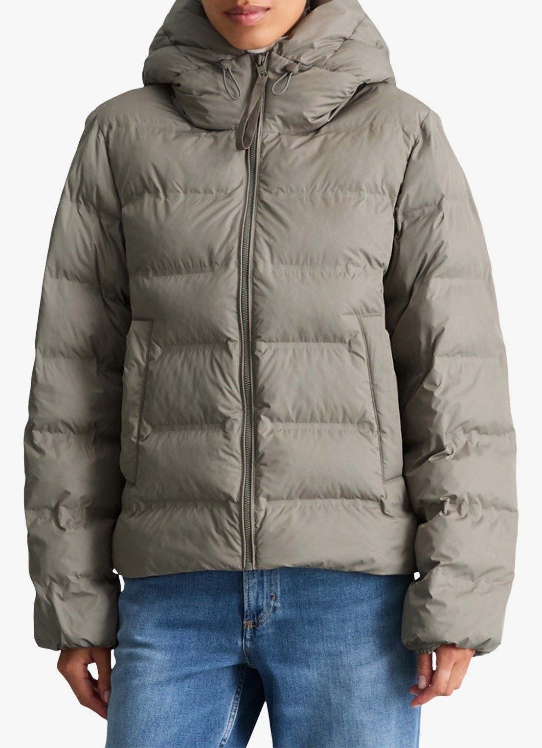 Marc O'Polo Denim Gewatteerde jack met capuchon en steekzakken - detail grijs