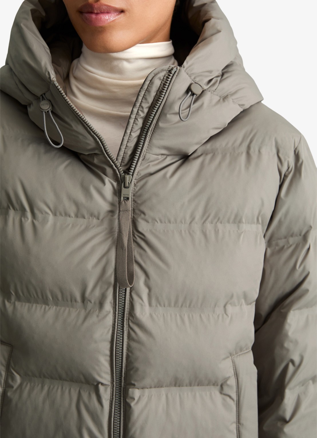 Marc O'Polo Denim Gewatteerde jack met capuchon en steekzakken - detail 2 grijs