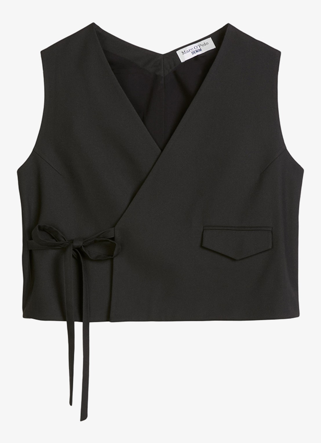 Marc O'Polo Denim Gilet met strikceintuur - voorkant 2 zwart