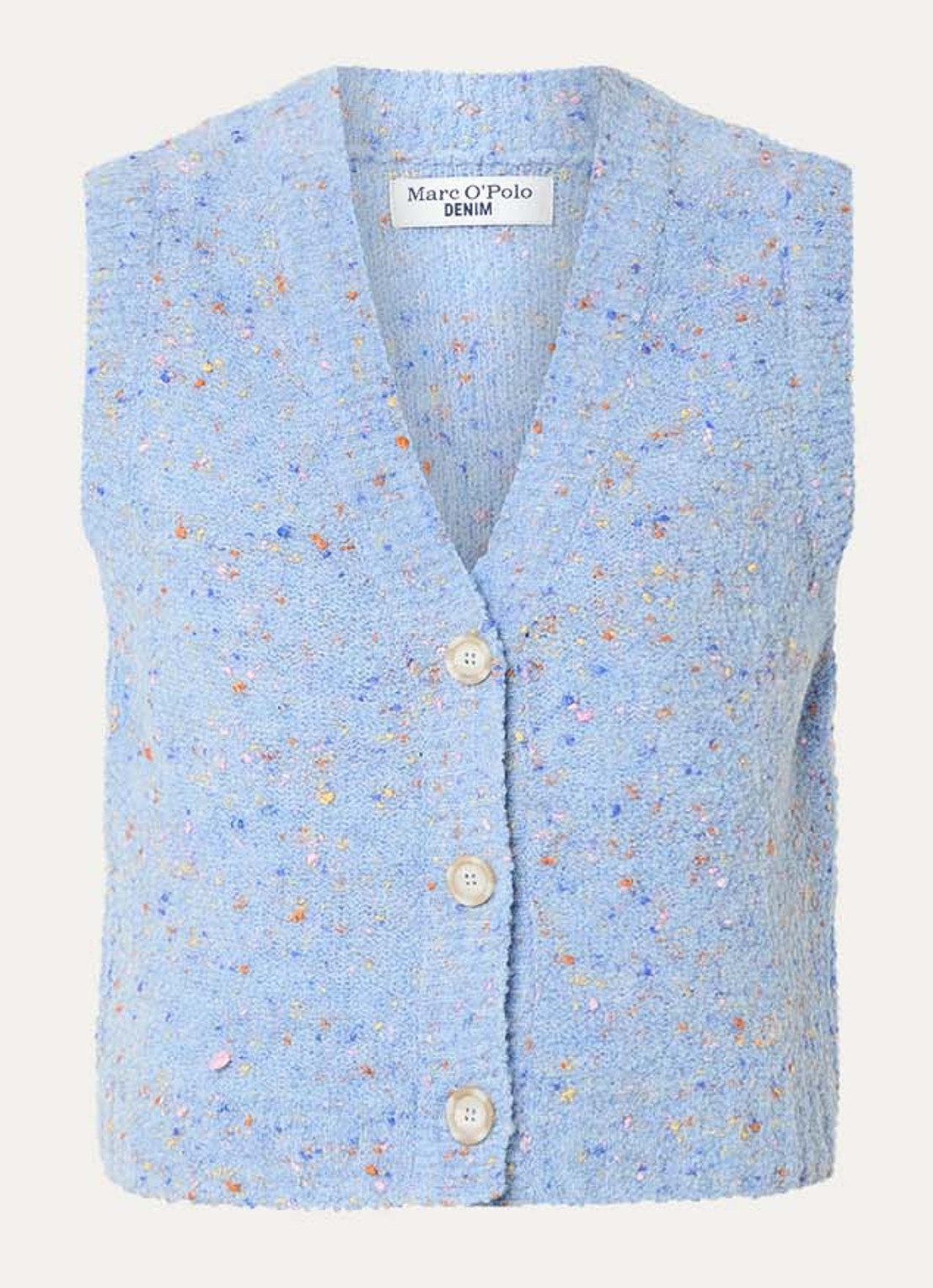 Marc O'Polo Denim Grofgebreid gilet in scheerwolblend - voorkant 2 blauwgrijs