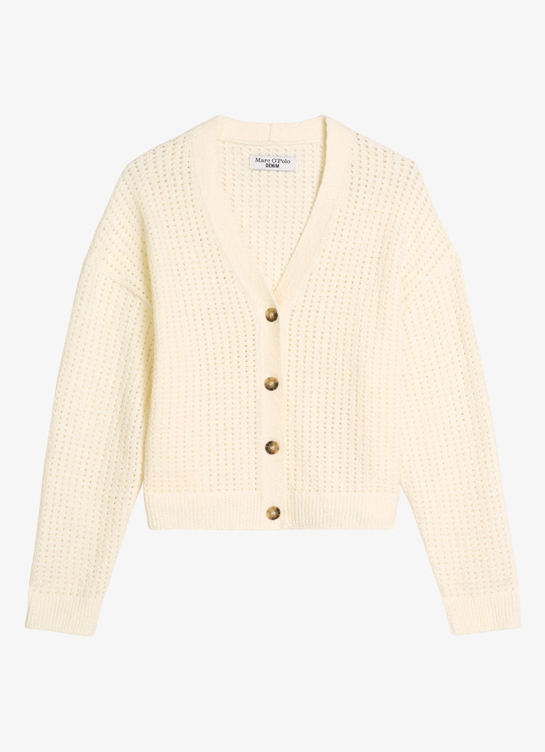 Marc O'Polo Denim Grofgebreid vest in katoenblend - voorkant 4 creamy white-1173