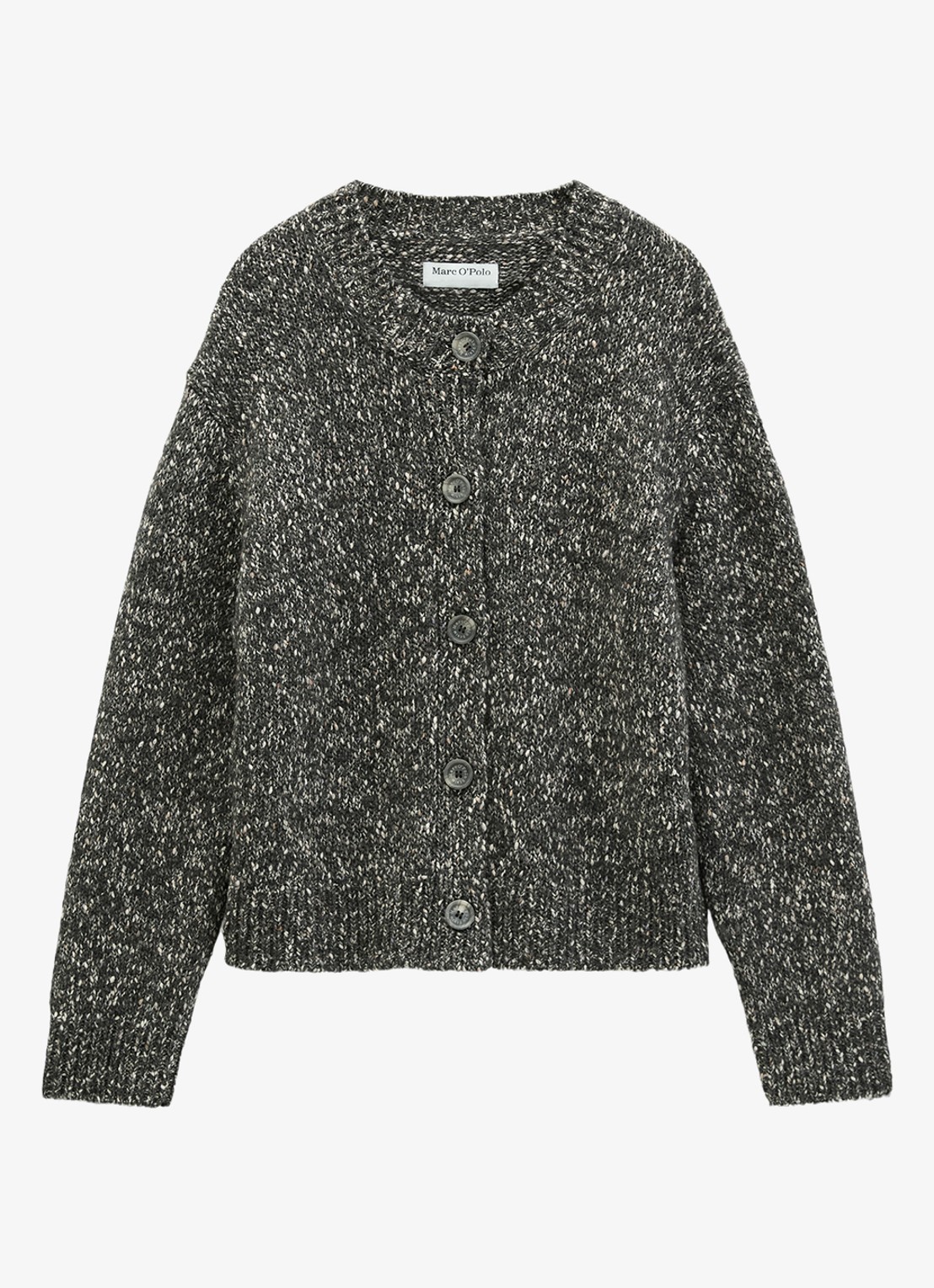 Marc O'Polo Denim Grofgebreid vest met gemêleerd dessin - voorkant 4 middengrijs