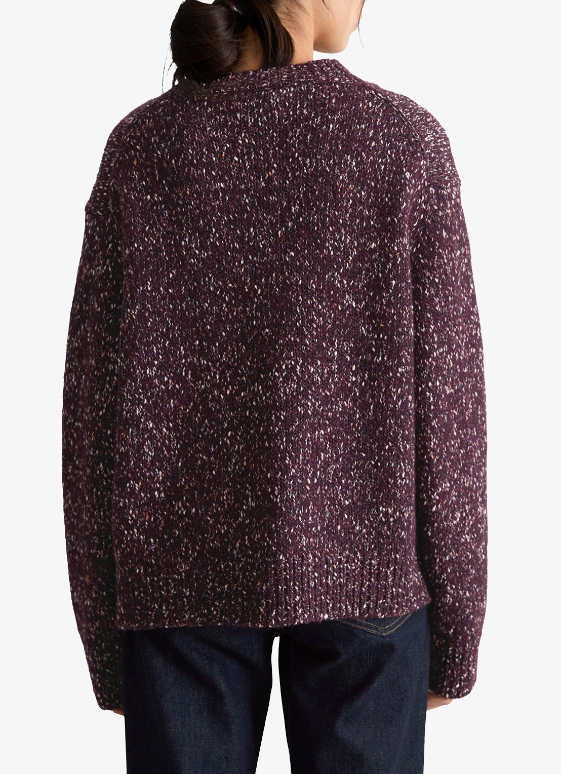 Marc O'Polo Denim Grofgebreid vest met gemêleerd dessin - achterkant aubergine