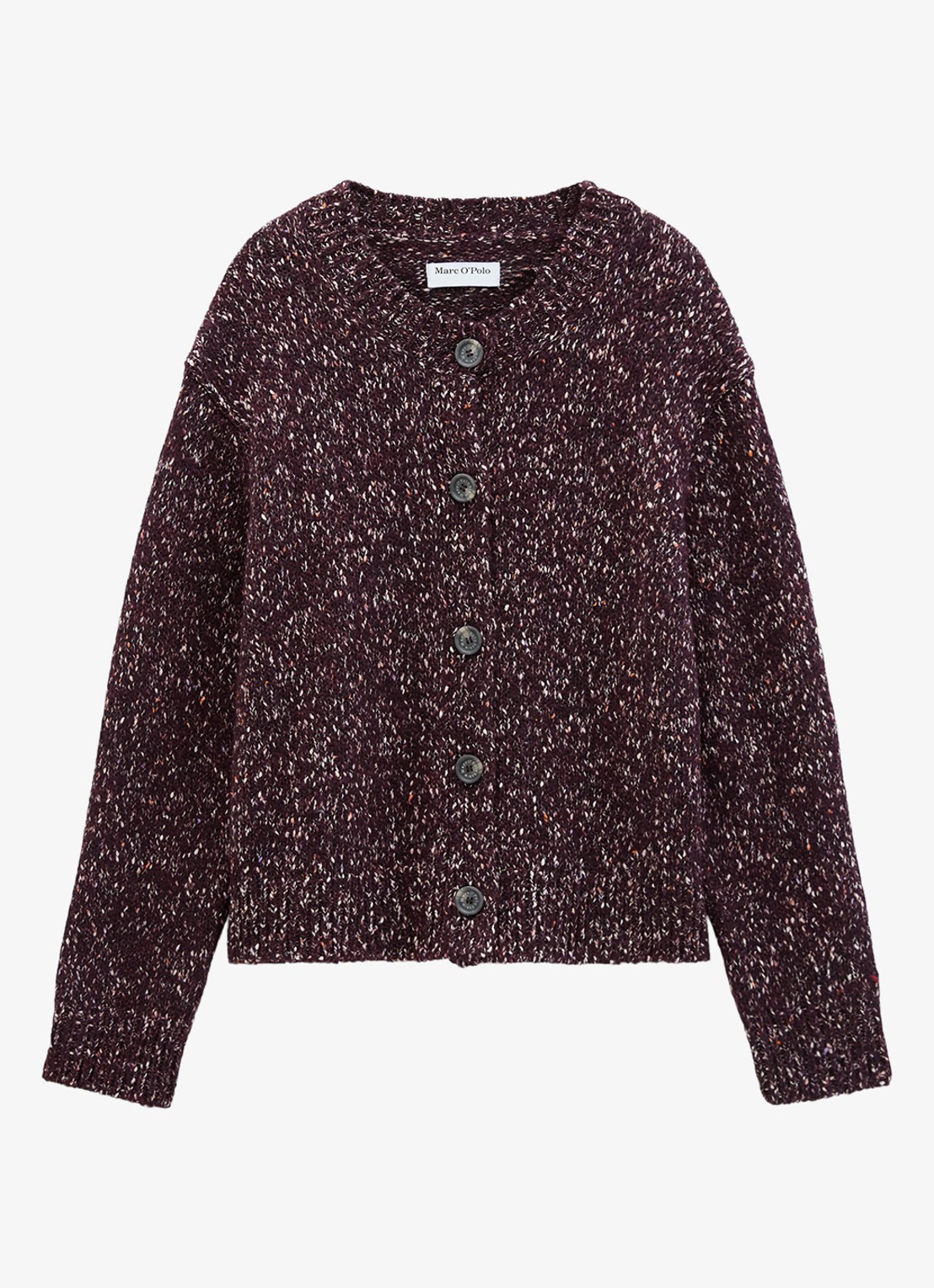 Marc O'Polo Denim Grofgebreid vest met gemêleerd dessin - voorkant 2 aubergine