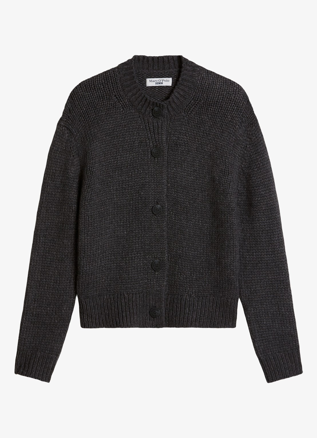Marc O'Polo Denim Grofgebreid vest met ribstructuur - voorkant 3 donkergrijs