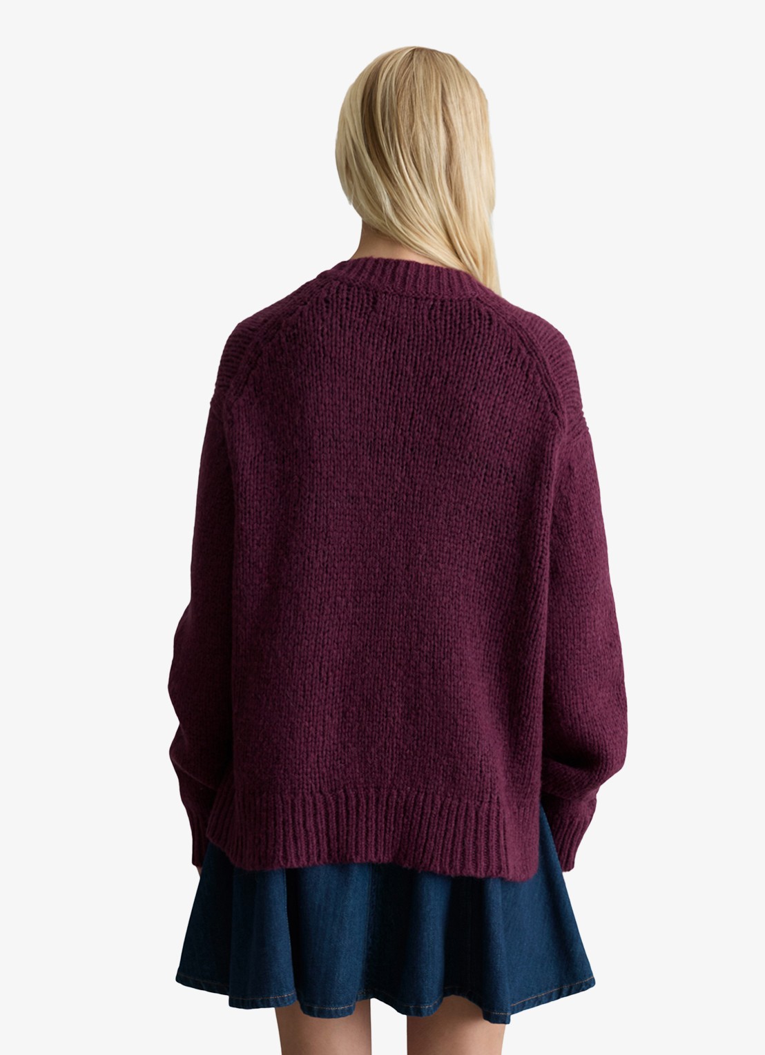Marc O'Polo Denim Grofgebreid vest met ribstructuur - achterkant 3 aubergine