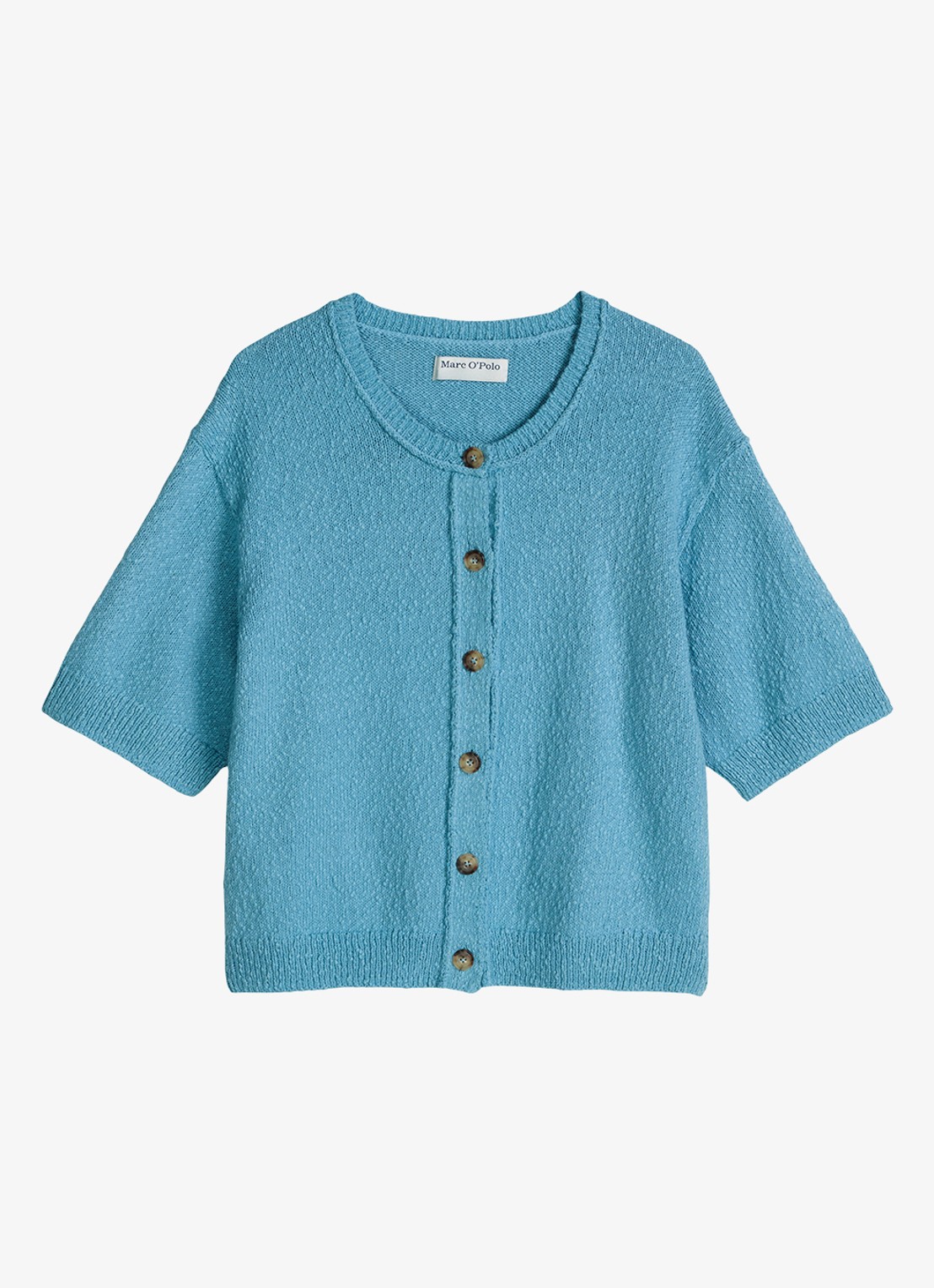 Marc O'Polo Denim Grofgebreid vest met ronde hals - voorkant 4 blue dawn/5429