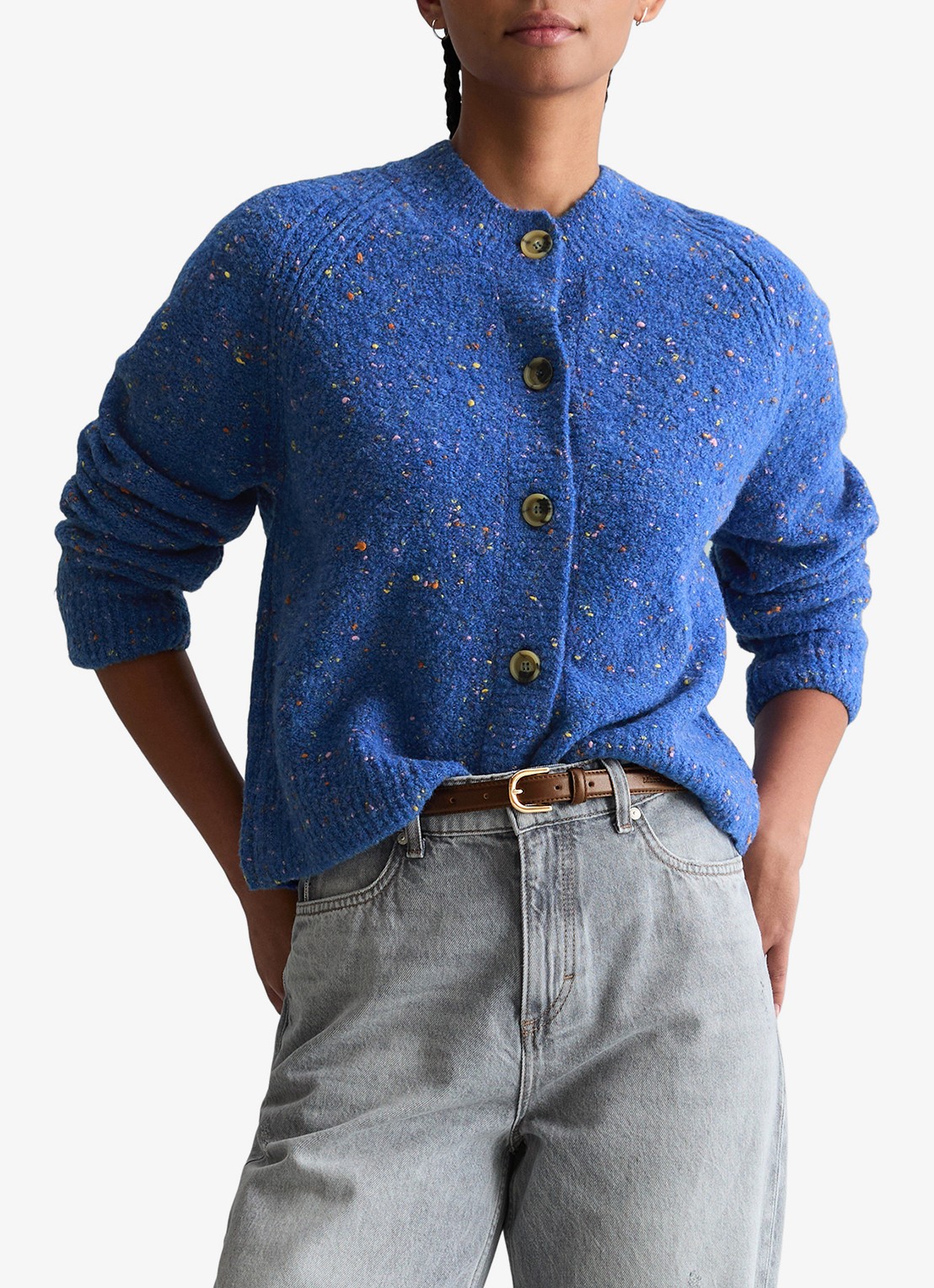 Marc O'Polo Denim Grofgebreid vest met textuur - detail blauw