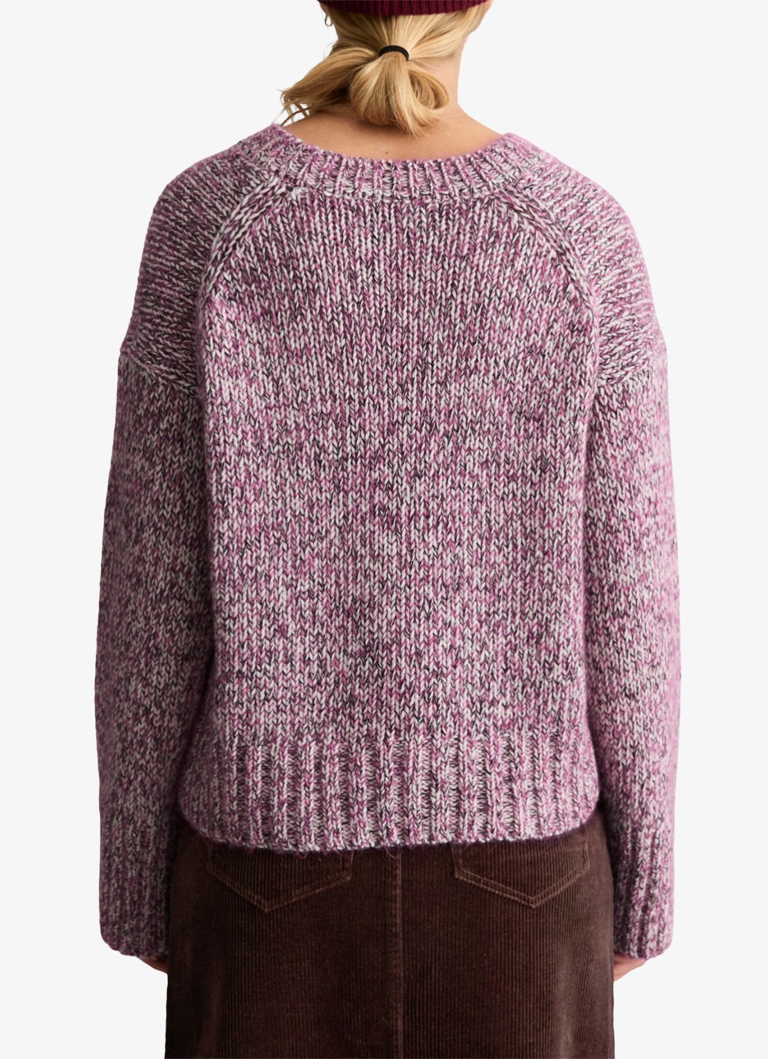 Marc O'Polo Denim Grofgebreide trui in wolblend  - achterkant 3 roze