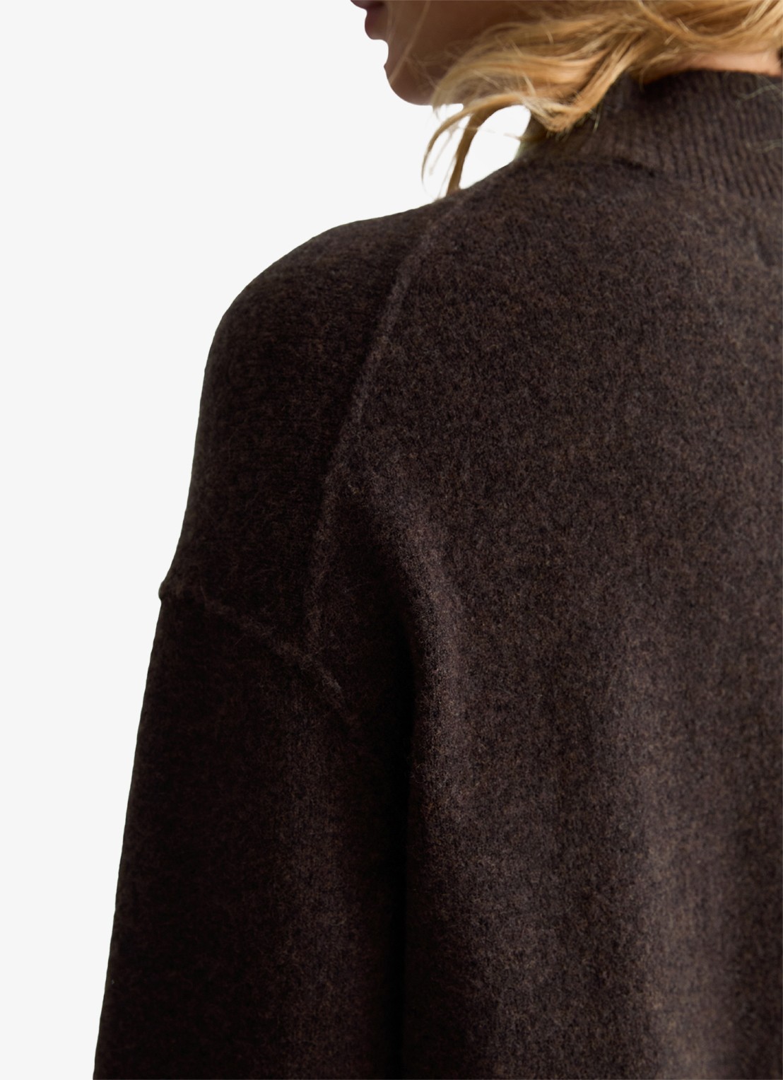 Marc O'Polo Denim Grofgebreide trui met halve rits - detail 5 donkerbruin
