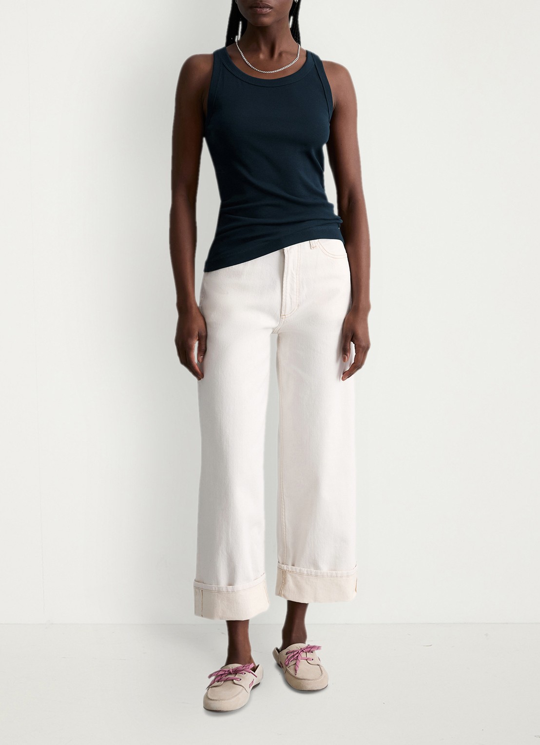 Marc O'Polo Denim High waist regular fit jeans met gekleurde wassing - voorkant 5 wit