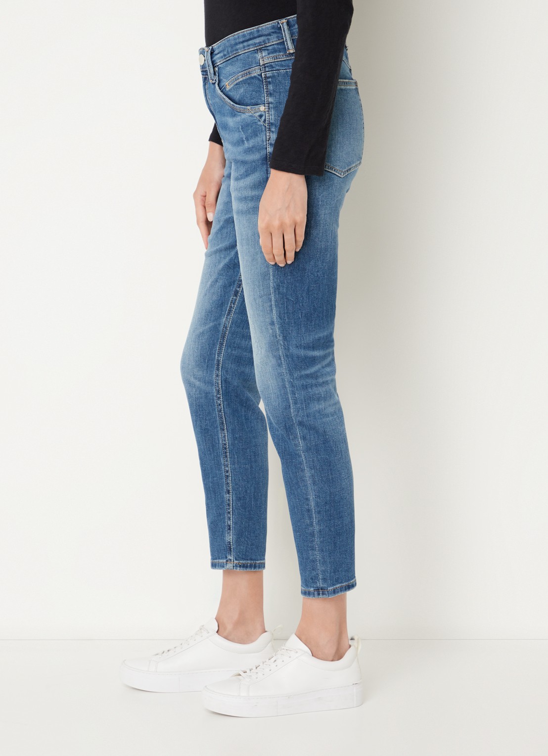 Marc O'Polo Denim High waist slim fit jeans van  katoen met medium wassing - detail 4 indigo